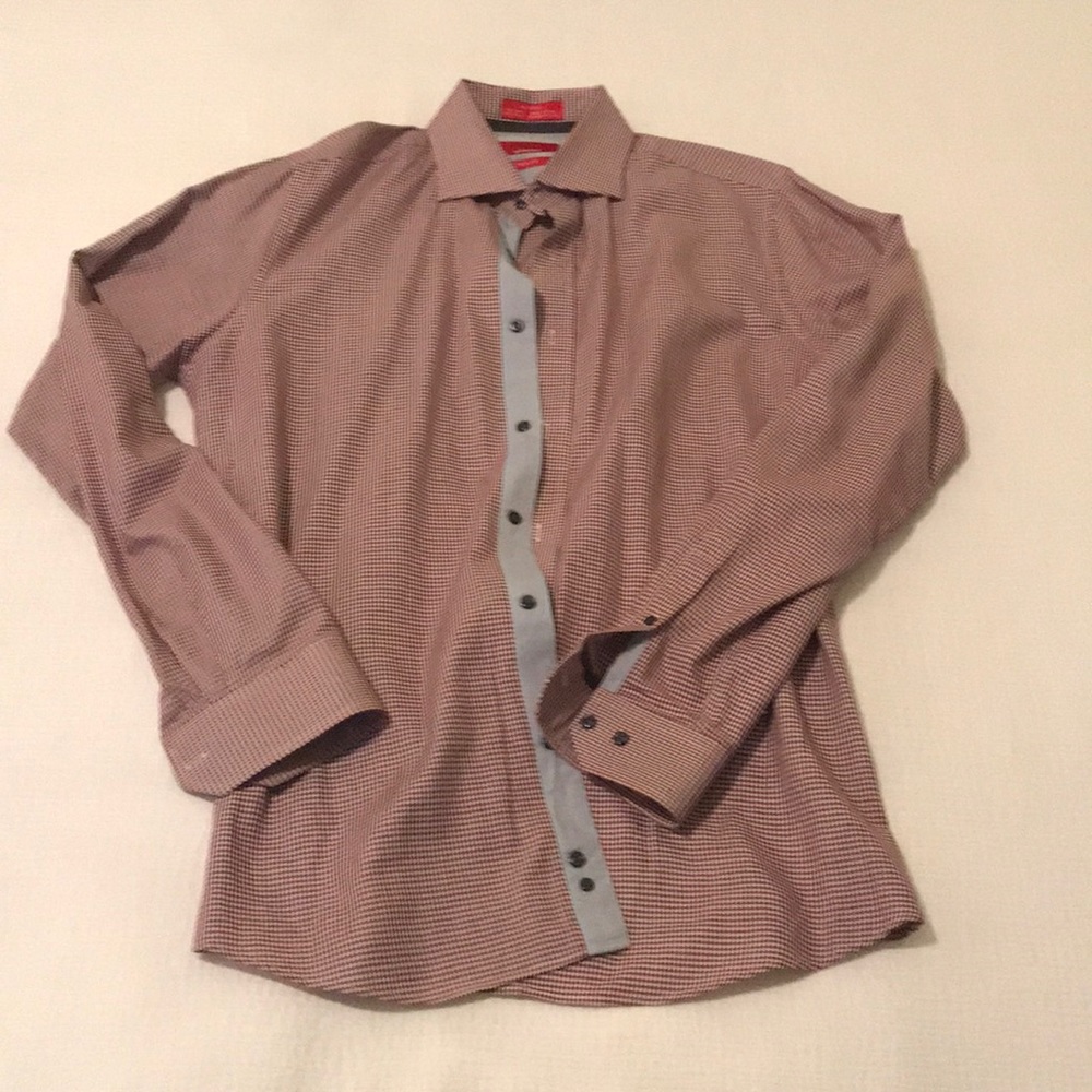 Saks Fifth Avenue Red houndstooth Dress shirt